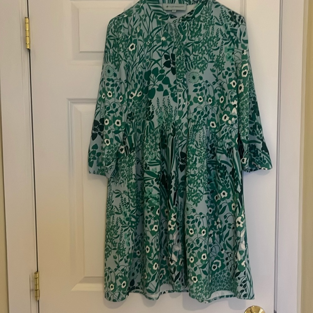 Tuckernuck Teal and Green Floral Tiered Dress
